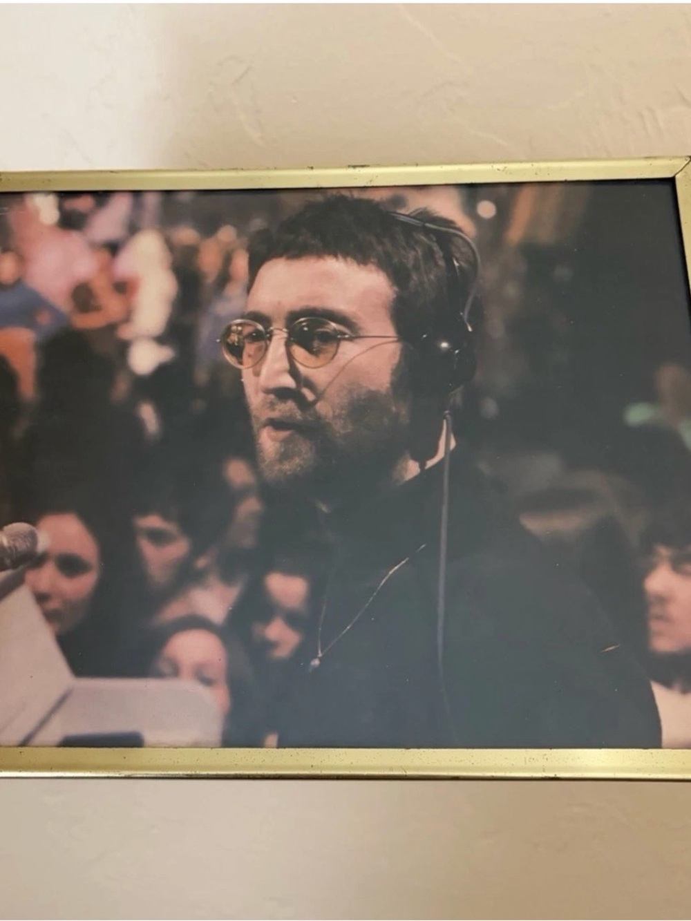 John Lennon 8x10 Metal Picture Frame Brushed Gold Clear Glass Wall Mount